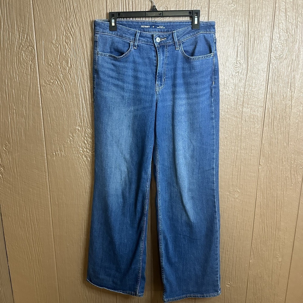 Old Navy Womens Size 10 High Rise Wow Wide Leg Blue Jeans Medium Wash